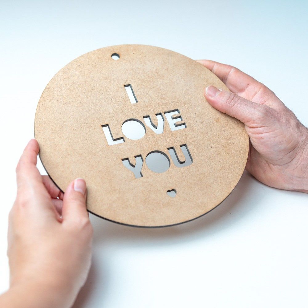 Placa I love you troquelado