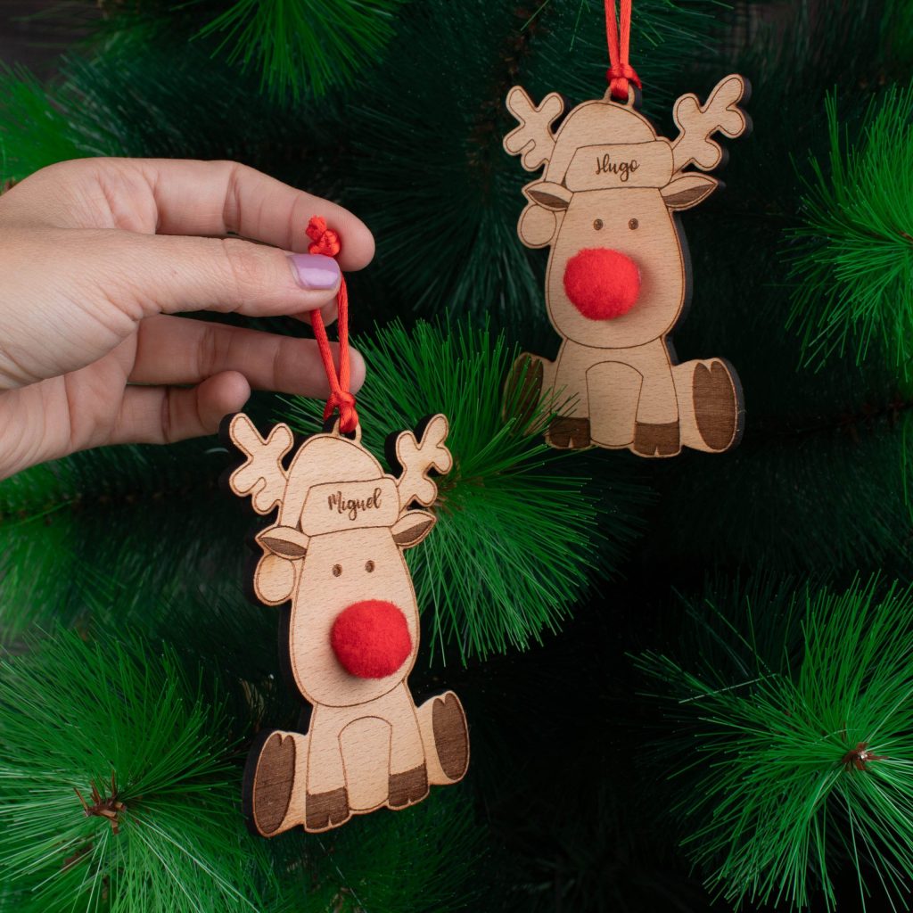 Pack 4 adornos navideños Reno